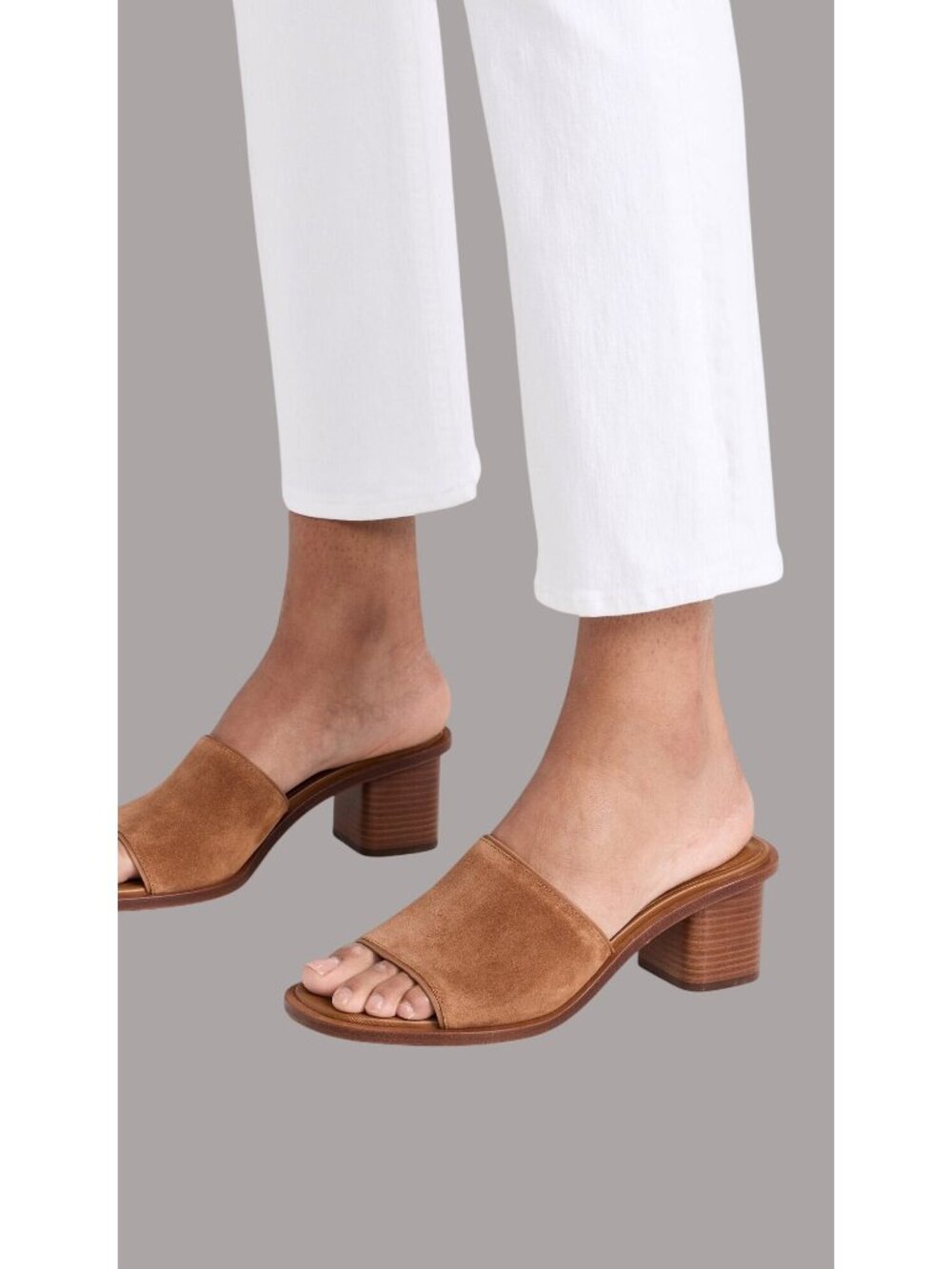 Vince Heeled Sandals Suede Mules Size 11 Tan Block Heel Slip-On Pre-Owned - Picture 3 of 9